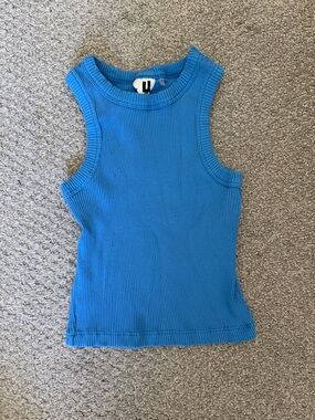 Cotton On Girls Bright Blue Ribbed Tank Top
